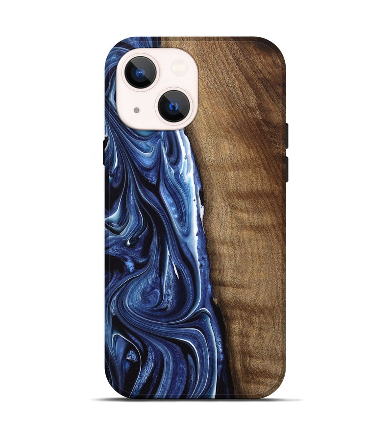 iPhone 14 Wood Live Edge Phone Case - Abner (Blue, 761099)