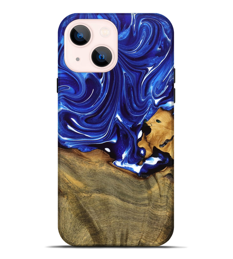 iPhone 14 Plus Wood Live Edge Phone Case - Iva (Blue, 761101)