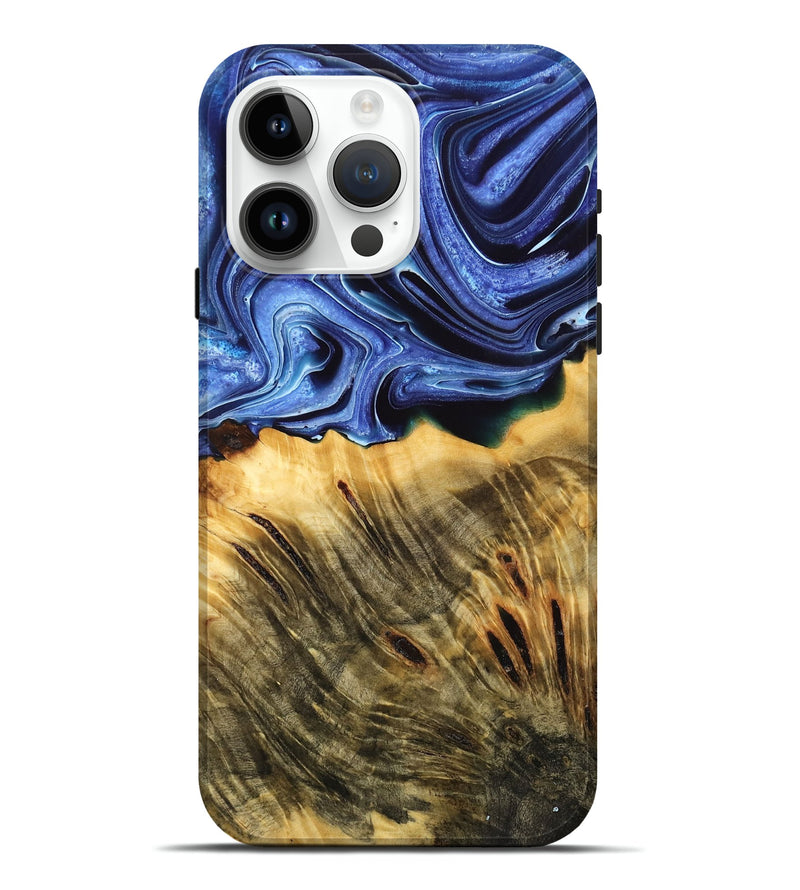 iPhone 15 Pro Max Wood Live Edge Phone Case - Reyna (Blue, 761106)