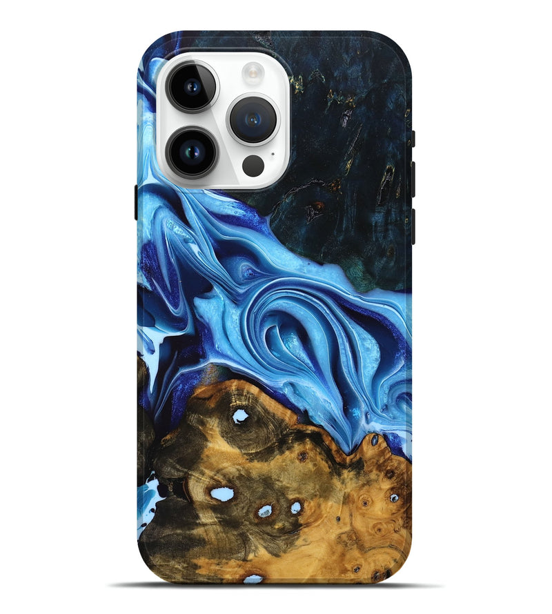 iPhone 15 Pro Max Wood Live Edge Phone Case - Montana (Blue, 761115)