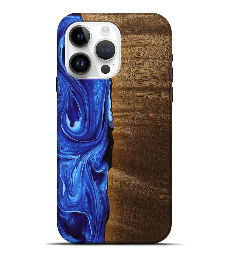 iPhone 15 Pro Max Wood Live Edge Phone Case - Trent (Blue, 761125)