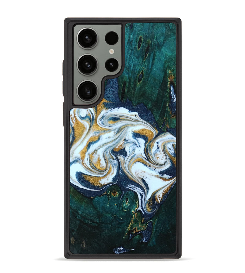 Galaxy S23 Ultra Wood Phone Case - Berta (Teal & Gold, 761198)