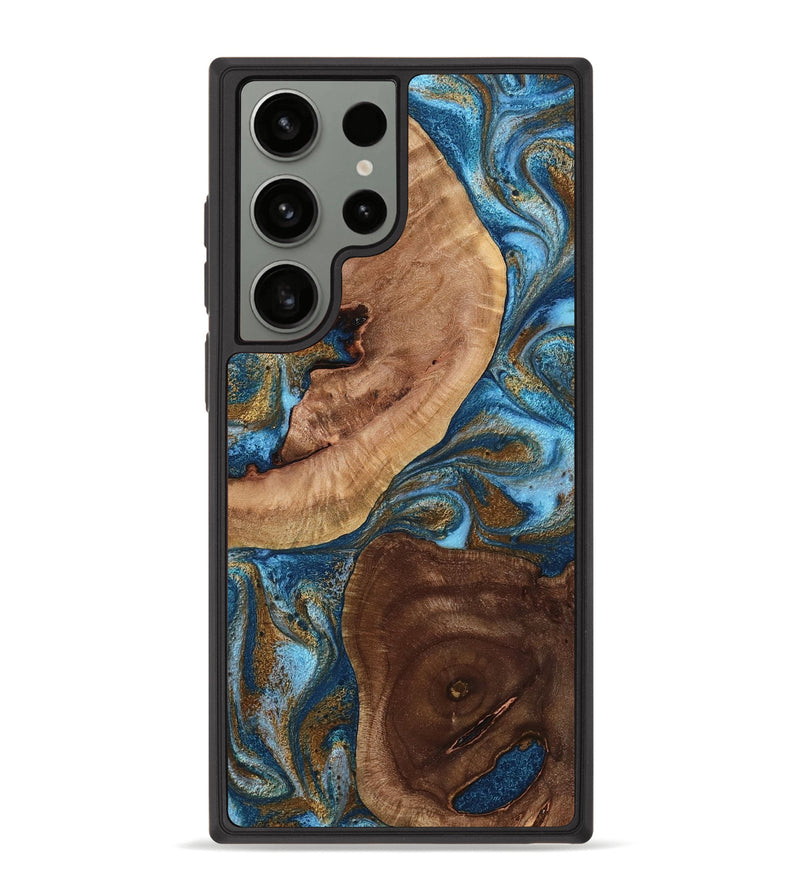 Galaxy S23 Ultra Wood Phone Case - Jami (Teal & Gold, 761317)