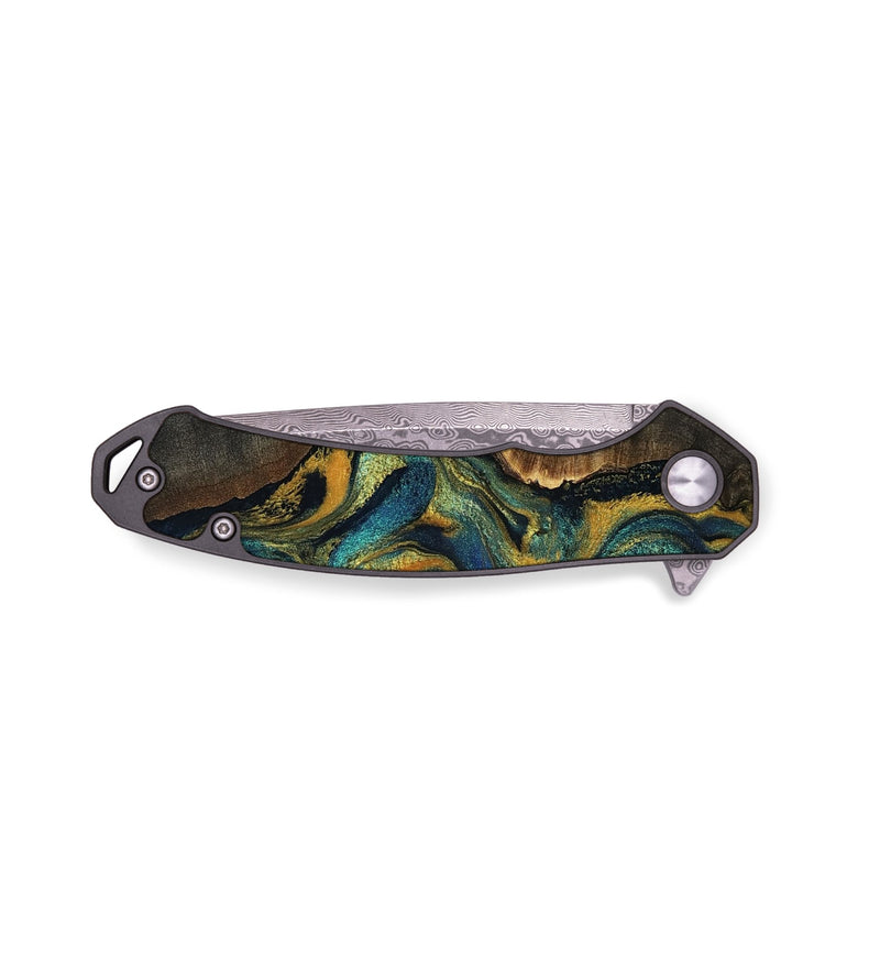 EDC Wood Pocket Knife - Tea (Teal & Gold, 761458)