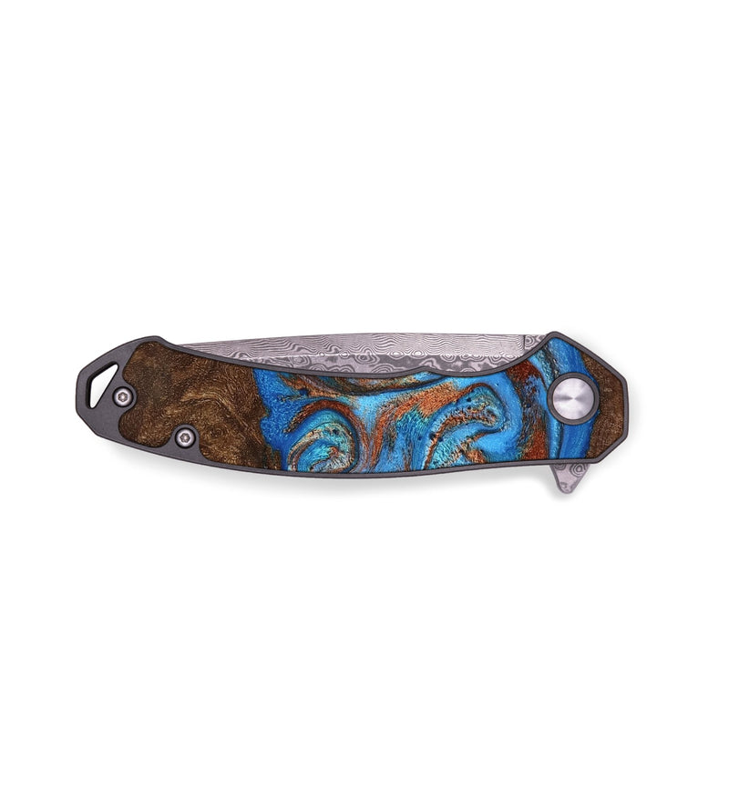 EDC Wood Pocket Knife - Noble (Teal & Gold, 761487)
