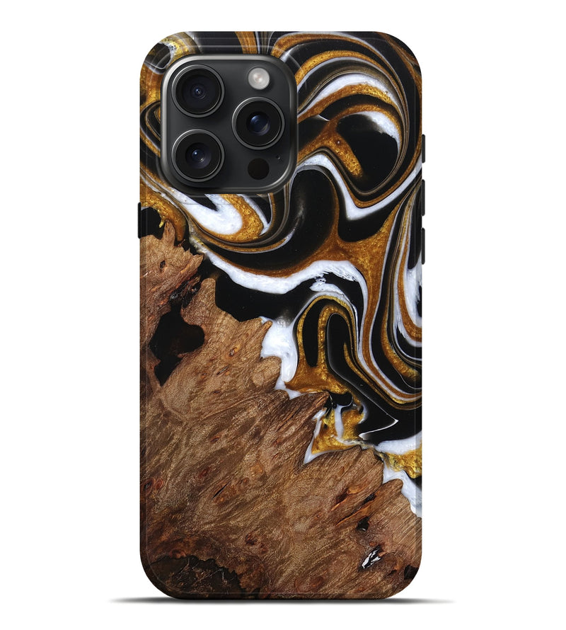 iPhone 16 Pro Max Wood Live Edge Phone Case - Lucius (Black & White, 761658)