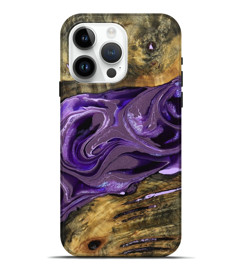 iPhone 15 Pro Max Wood Live Edge Phone Case - Burt (Purple, 761659)