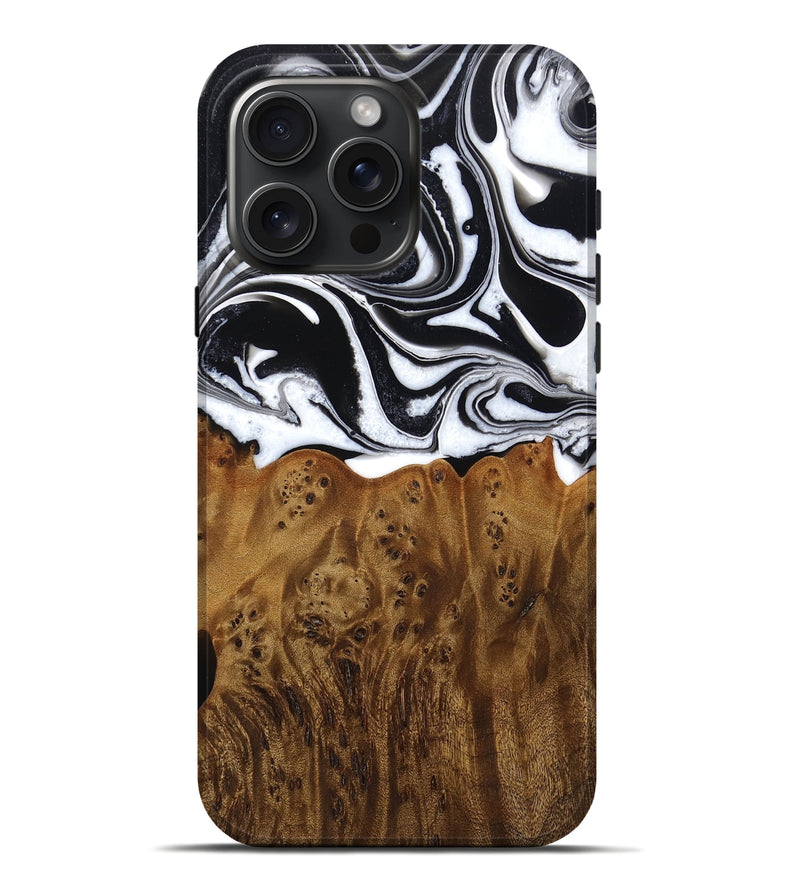 iPhone 16 Pro Max Wood Live Edge Phone Case - Journey (Black & White, 761663)