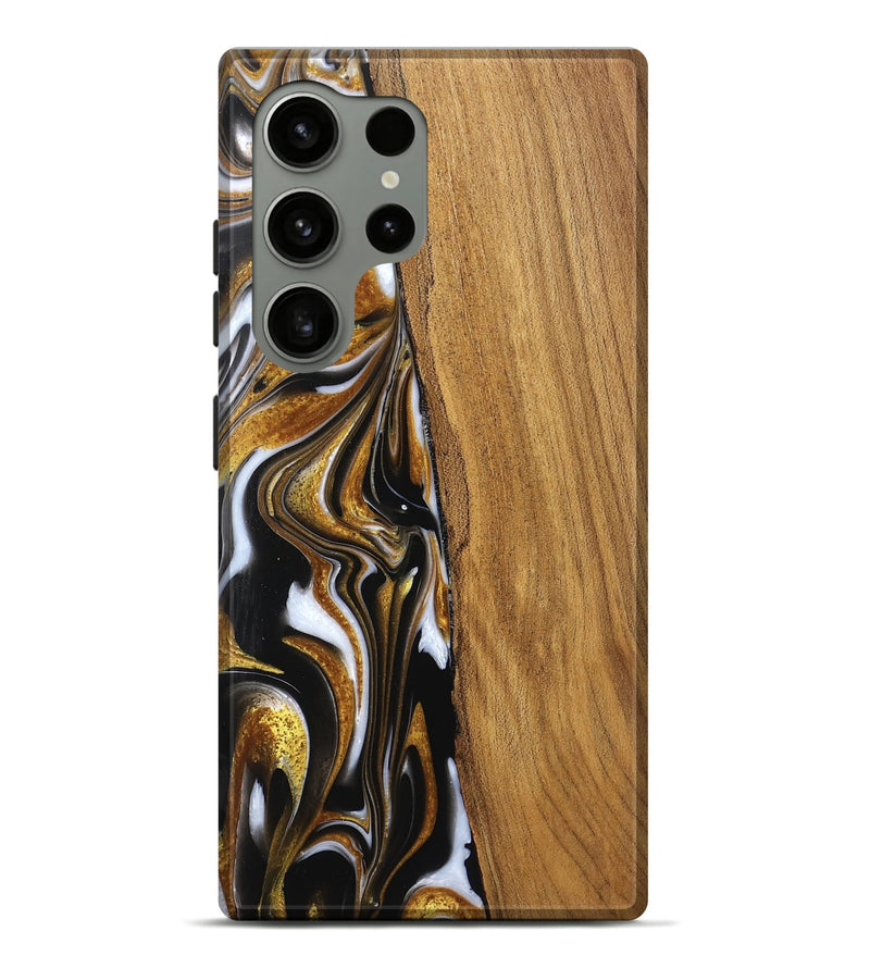 Galaxy S24 Ultra Wood Live Edge Phone Case - Adelyn (Black & White, 761667)