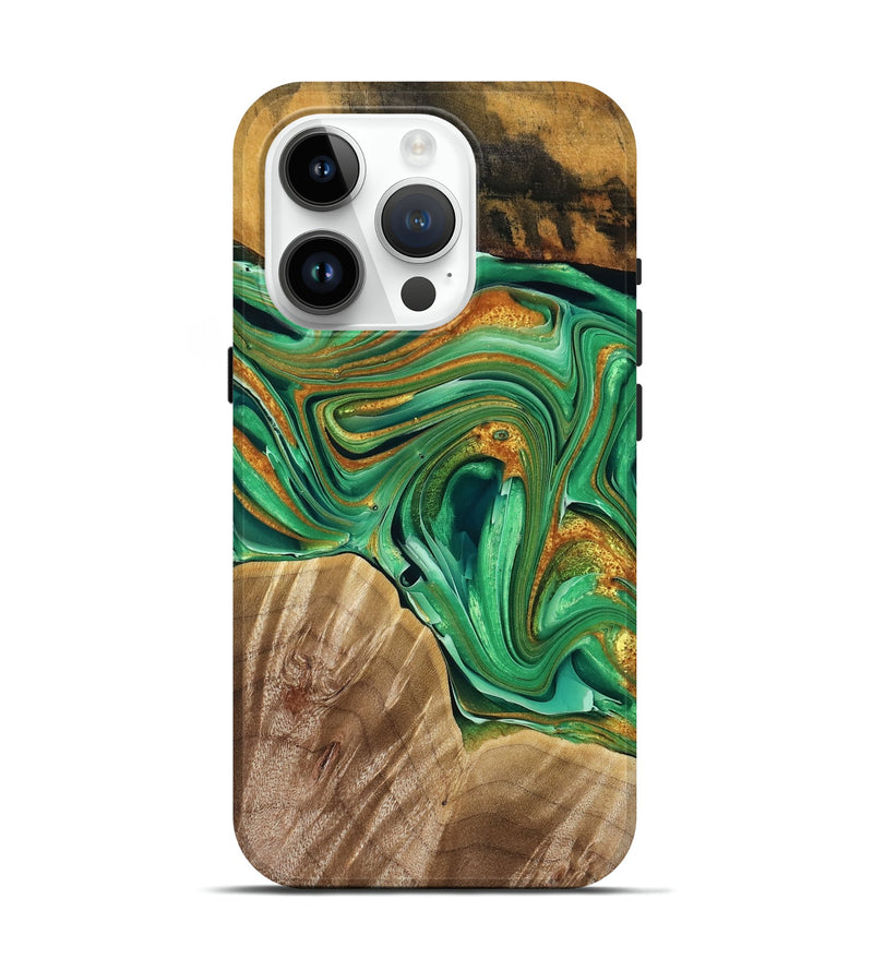 iPhone 15 Pro Wood Live Edge Phone Case - Yandel (Green, 761671)