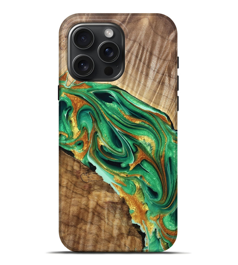 iPhone 16 Pro Max Wood Live Edge Phone Case - Alyce (Green, 761672)