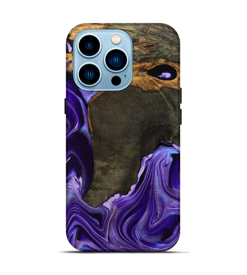 iPhone 14 Pro Wood Live Edge Phone Case - Shirlee (Purple, 761674)