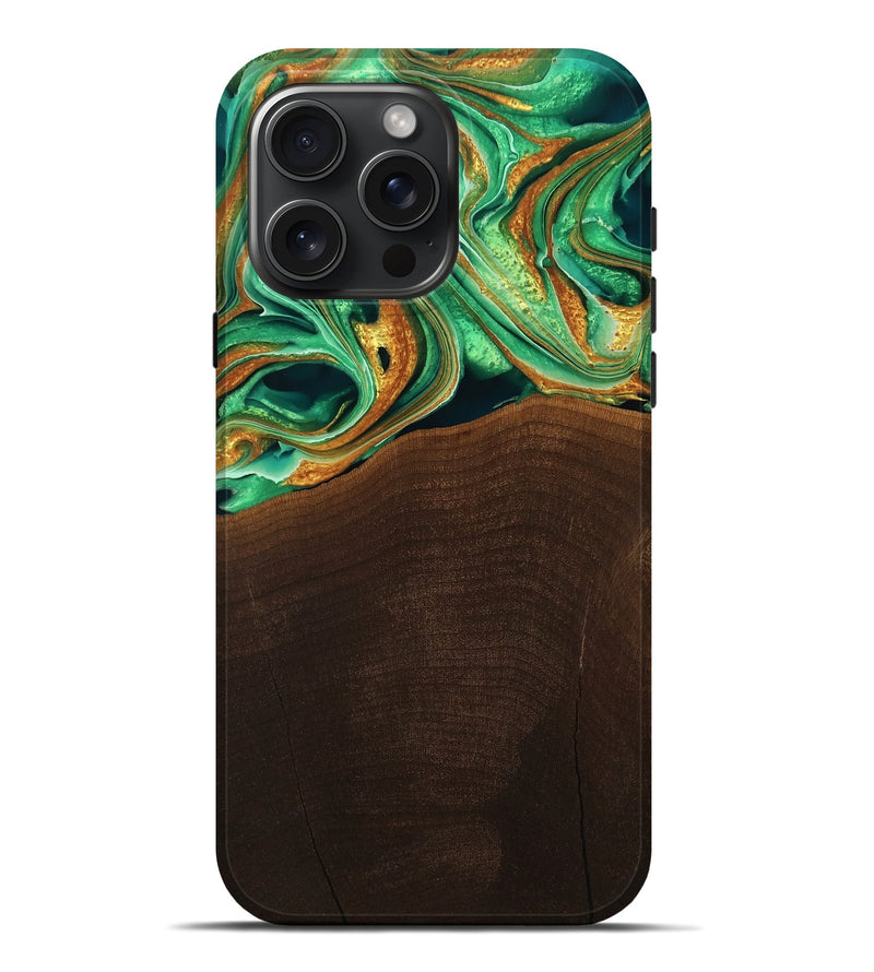 iPhone 16 Pro Max Wood Live Edge Phone Case - Jennie (Green, 761675)
