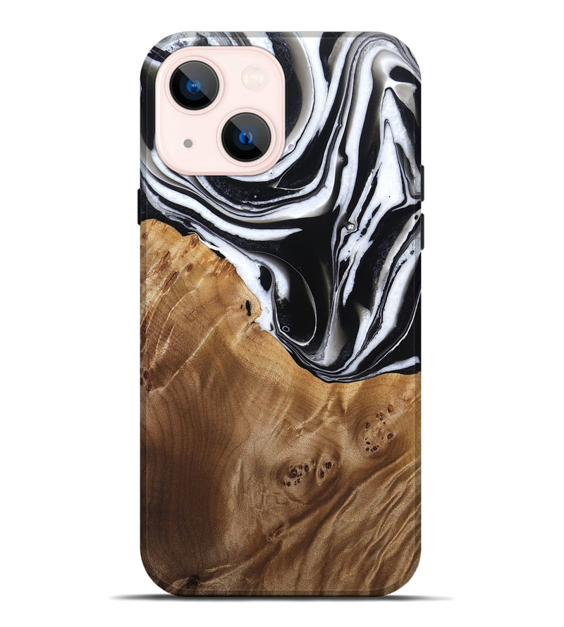 iPhone 14 Plus Wood Live Edge Phone Case - Sherman (Black & White, 761677)