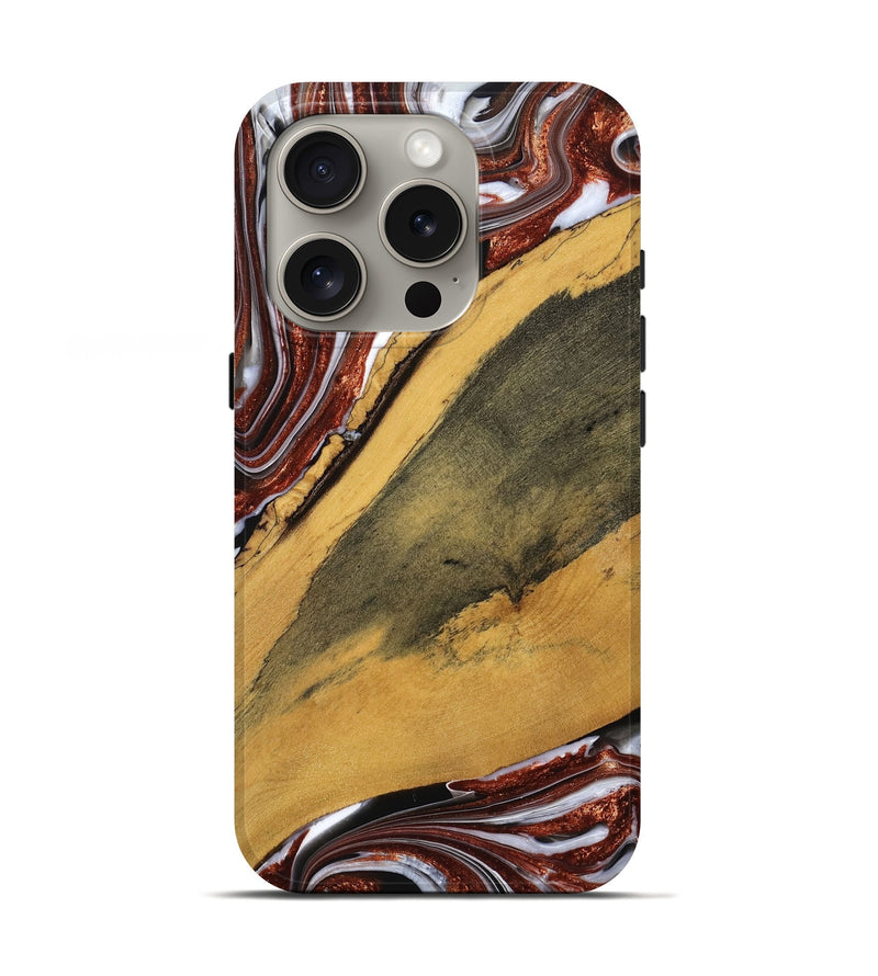 iPhone 16 Pro Wood Live Edge Phone Case - Tomeka (Black & White, 761679)