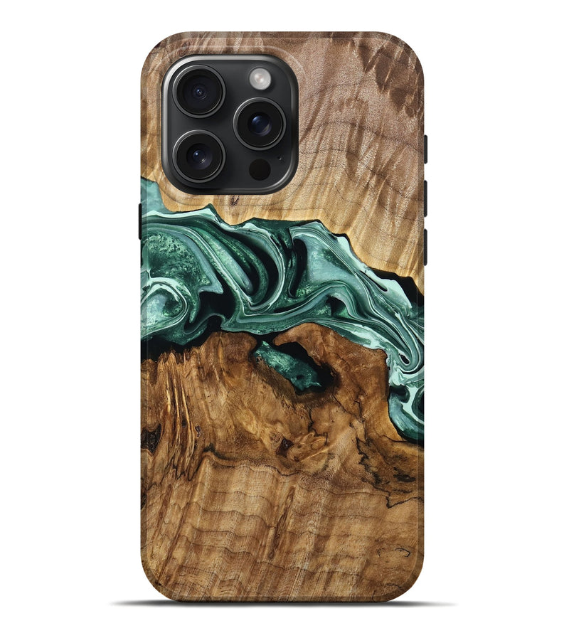 iPhone 16 Pro Max Wood Live Edge Phone Case - Sherlyn (Green, 761680)