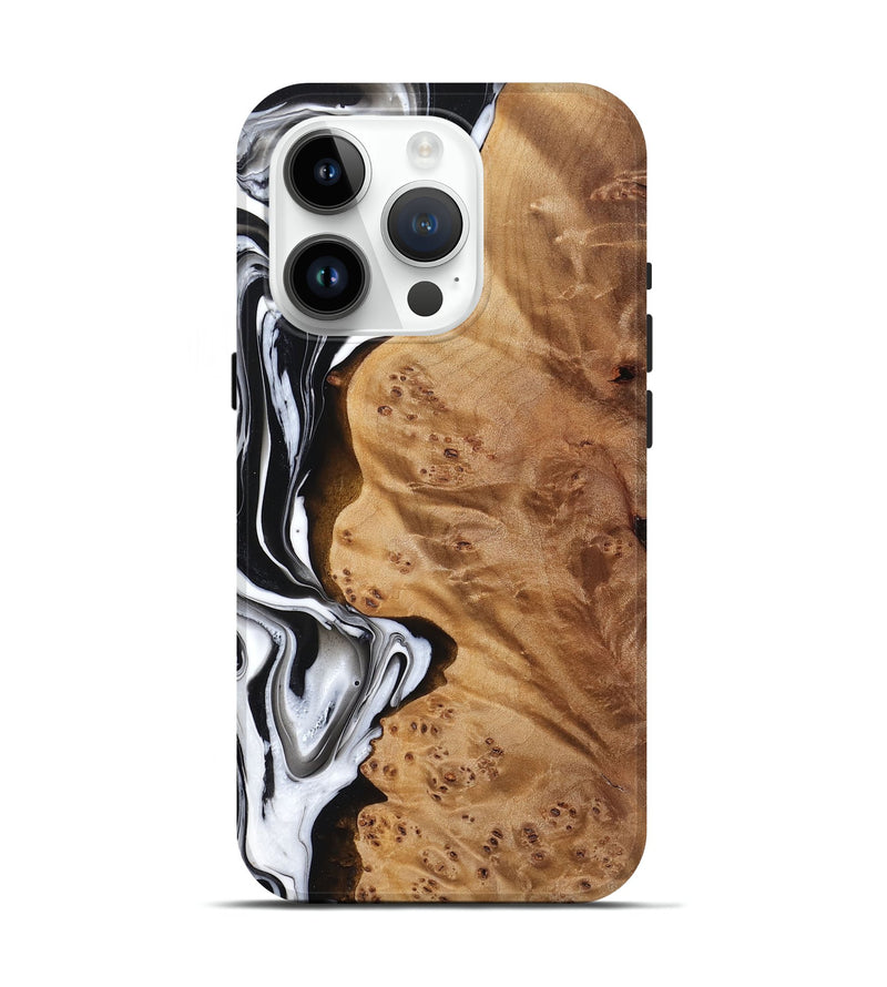 iPhone 15 Pro Wood Live Edge Phone Case - Sloan (Black & White, 761682)