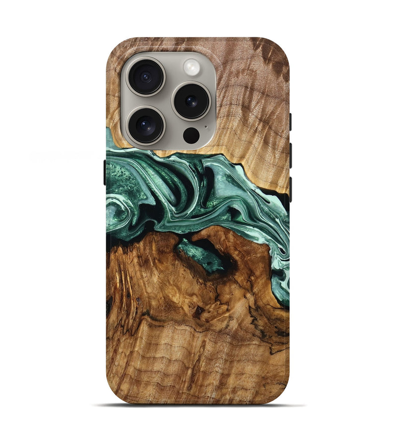 iPhone 16 Pro Wood Live Edge Phone Case - Yolanda (Green, 761787)