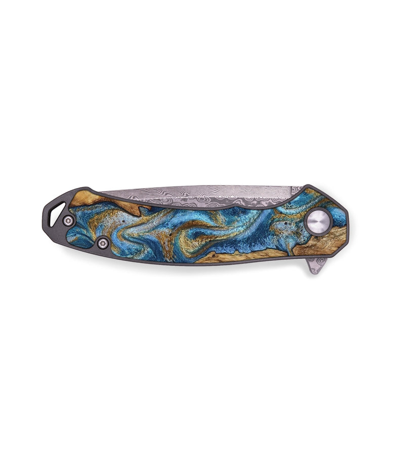 EDC Wood Pocket Knife - Sonny (Teal & Gold, 762163)