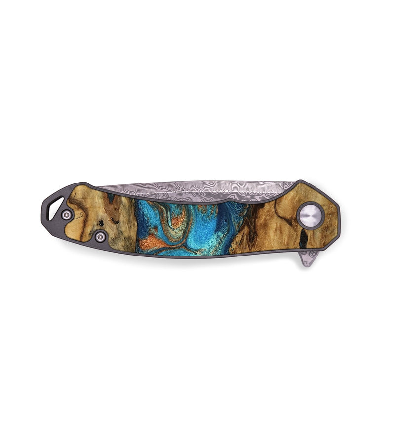 EDC Wood Pocket Knife - Rosina (Teal & Gold, 762191)