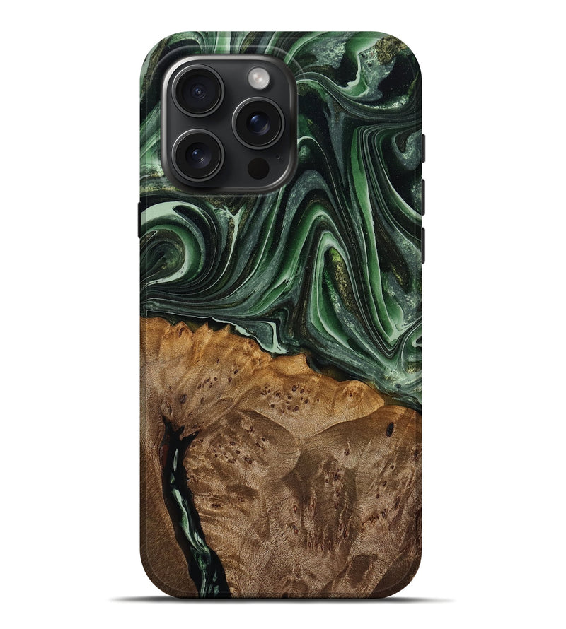 iPhone 16 Pro Max Wood Live Edge Phone Case - Zackary (Green, 762284)