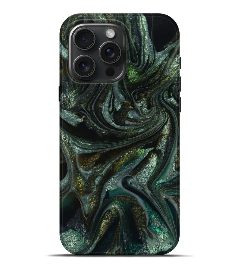iPhone 16 Pro Max ResinArt Live Edge Phone Case - Denis (Green, 762301)