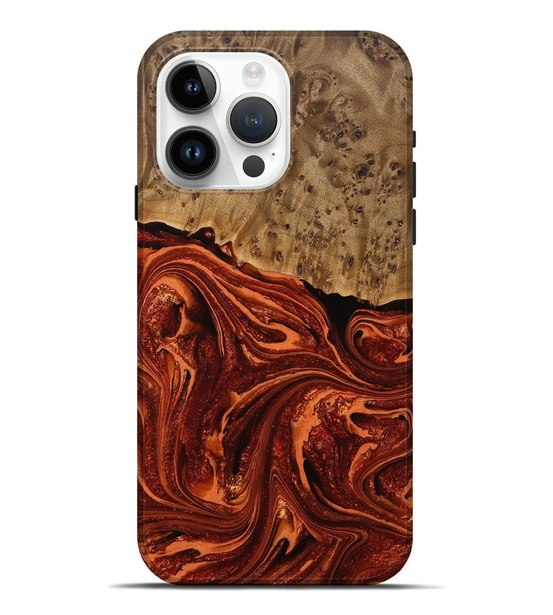 iPhone 15 Pro Max Wood Live Edge Phone Case - Elinor (Red, 762314)