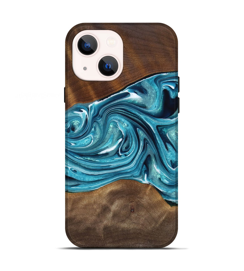 iPhone 13 Wood Live Edge Phone Case - Madonna (Blue, 762322)