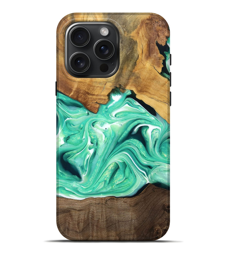 iPhone 16 Pro Max Wood Live Edge Phone Case - Seymour (Green, 762329)