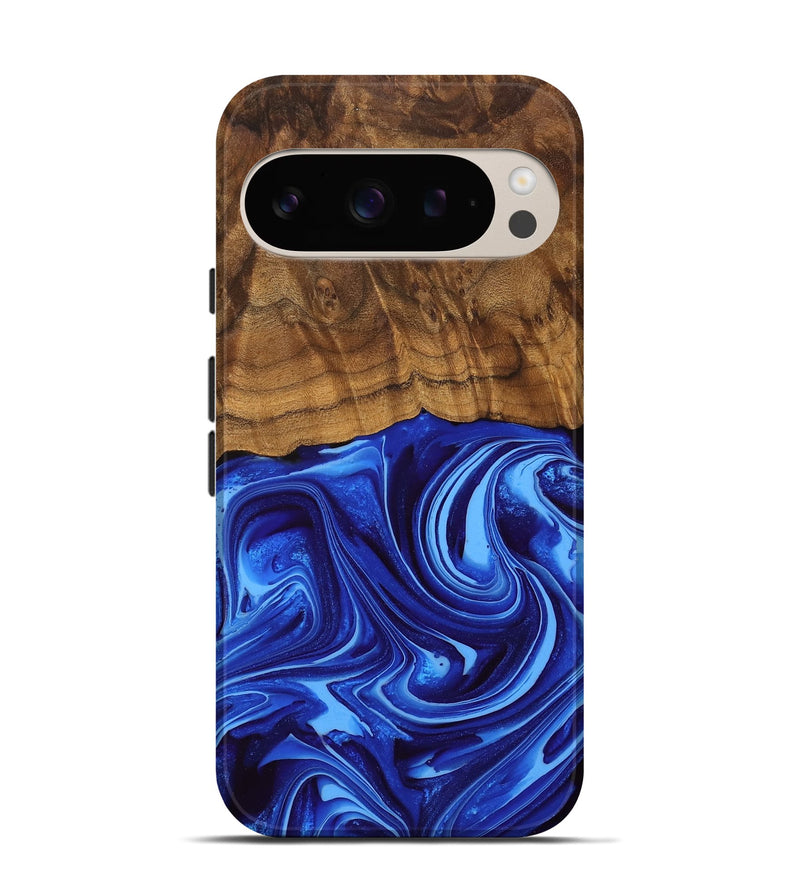 Pixel 9 Pro Wood Live Edge Phone Case - Loula (Blue, 762330)