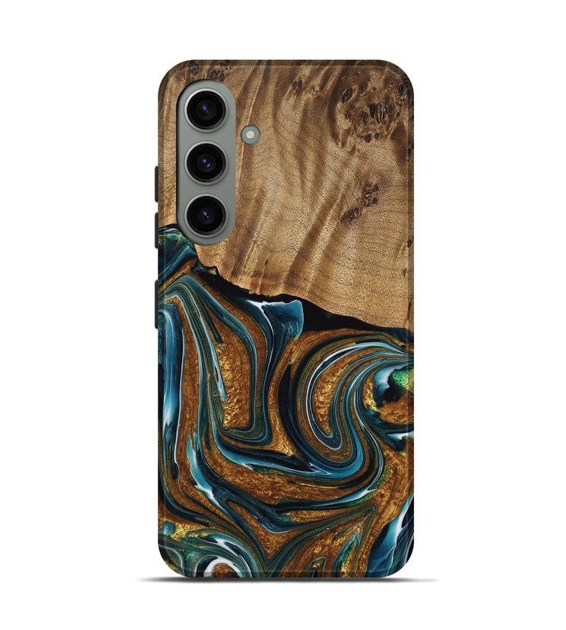 Galaxy S24 Wood Live Edge Phone Case - Jax (Teal & Gold, 762439)