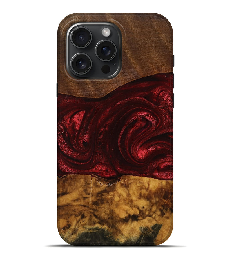 iPhone 16 Pro Max Wood Live Edge Phone Case - Dewitt (Red, 762446)