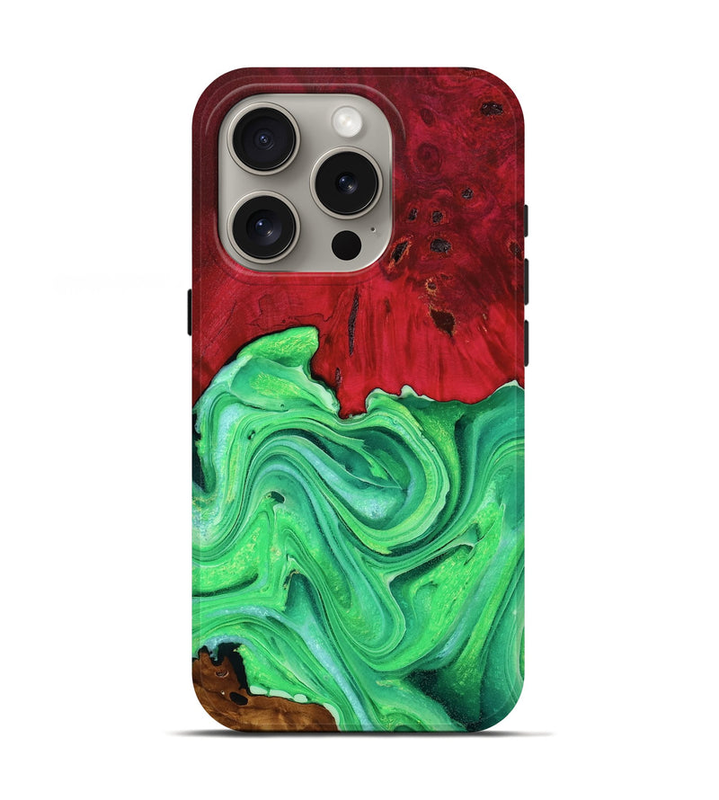 iPhone 16 Pro Wood Live Edge Phone Case - Micaela (Green, 762452)