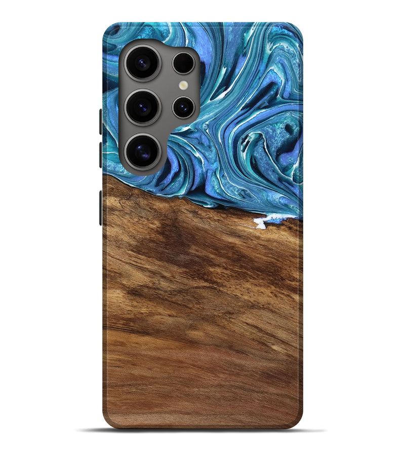 Galaxy S25 Ultra Wood Live Edge Phone Case - Lanny (Blue, 762728)