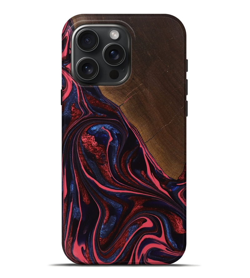 iPhone 16 Pro Max Wood Live Edge Phone Case - Armani (Red, 762730)