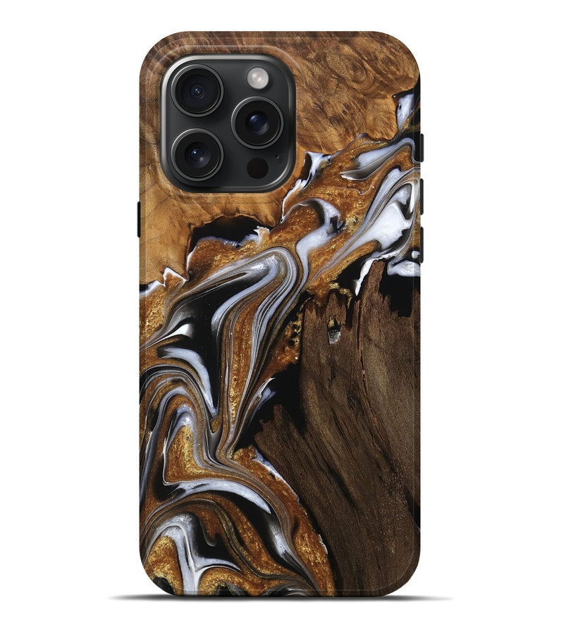 iPhone 16 Pro Max Wood Live Edge Phone Case - Paris (Black & White, 762733)