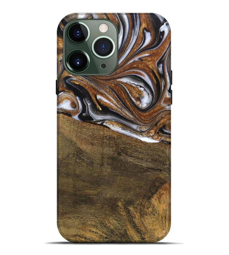 iPhone 13 Pro Max Wood Live Edge Phone Case - Patrick (Black & White, 762734)