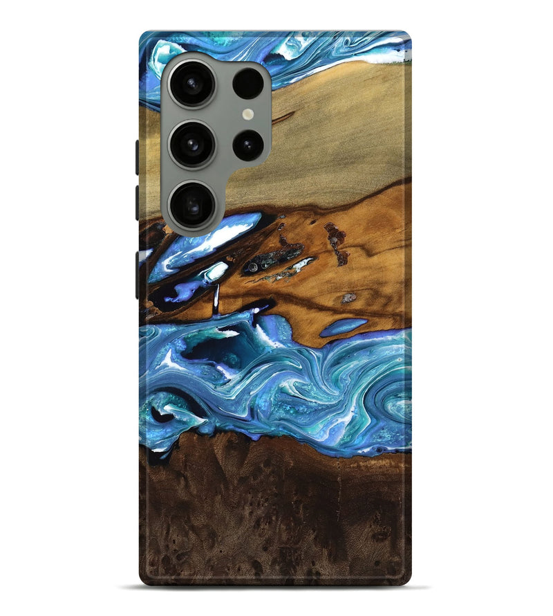 Galaxy S24 Ultra Wood Live Edge Phone Case - Dania (Blue, 762740)
