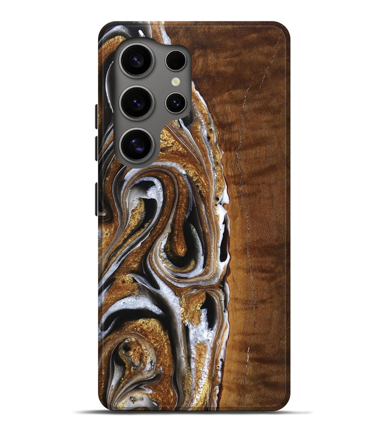 Galaxy S25 Ultra Wood Live Edge Phone Case - Breanne (Black & White, 762741)