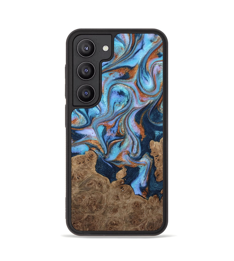 Galaxy S23 Wood Phone Case - Valorie (Teal & Gold, 762764)