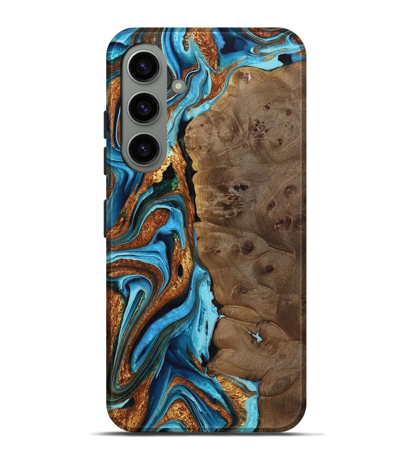 Galaxy S24 Plus Wood Live Edge Phone Case - Debi (Teal & Gold, 763054)
