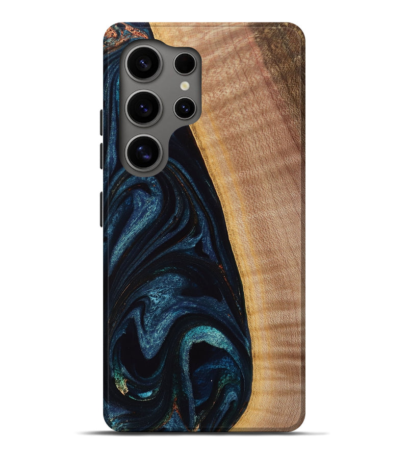 Galaxy S25 Ultra Wood Live Edge Phone Case - Billye (Blue, 763059)