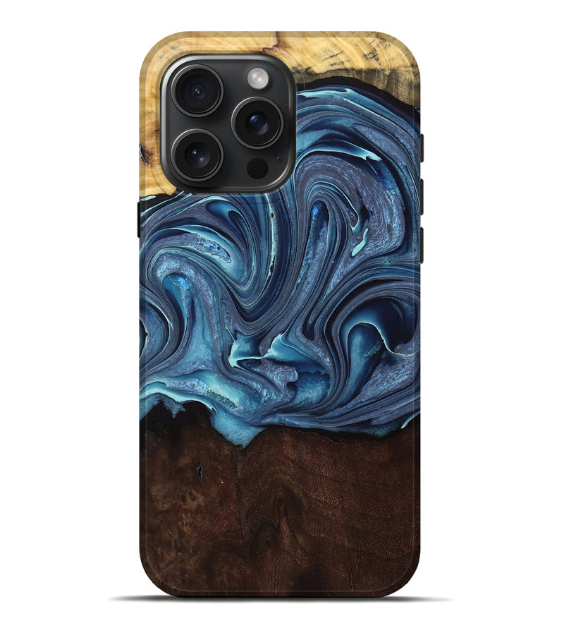 iPhone 16 Pro Max Wood Live Edge Phone Case - Callen (Blue, 763064)