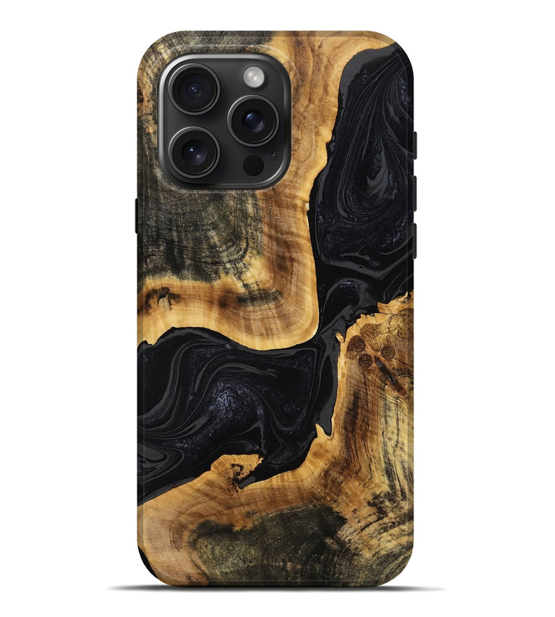 iPhone 16 Pro Max Wood Live Edge Phone Case - Raphael (Black & White, 763499)