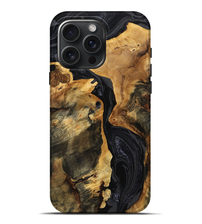iPhone 16 Pro Max Wood Live Edge Phone Case - Lorena (Black & White, 763500)