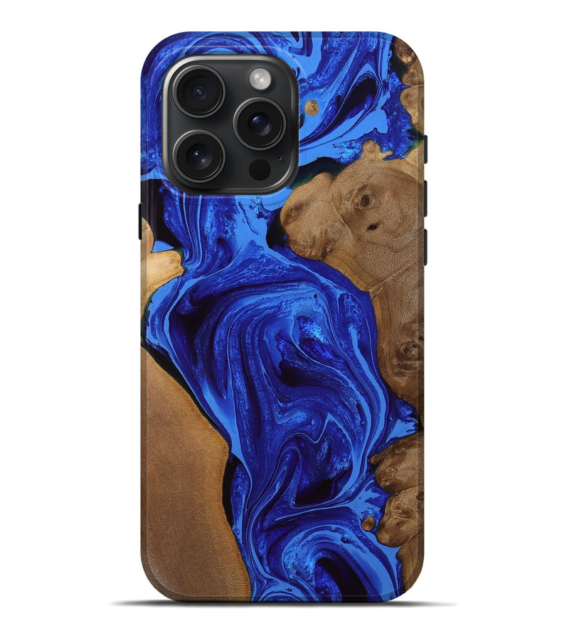 iPhone 16 Pro Max Wood Live Edge Phone Case - Declan (Blue, 763504)