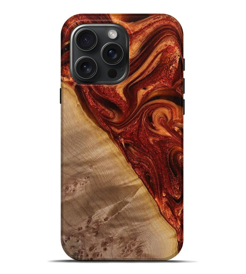 iPhone 16 Pro Max Wood Live Edge Phone Case - Kathi (Red, 763506)