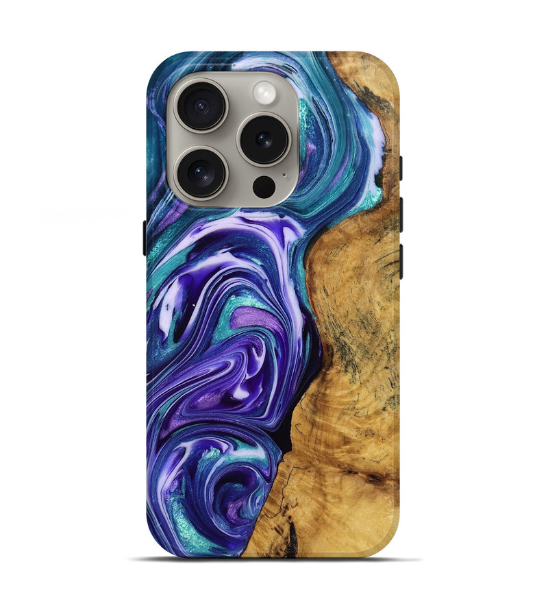 iPhone 16 Pro Wood Live Edge Phone Case - Twila (Purple, 763509)