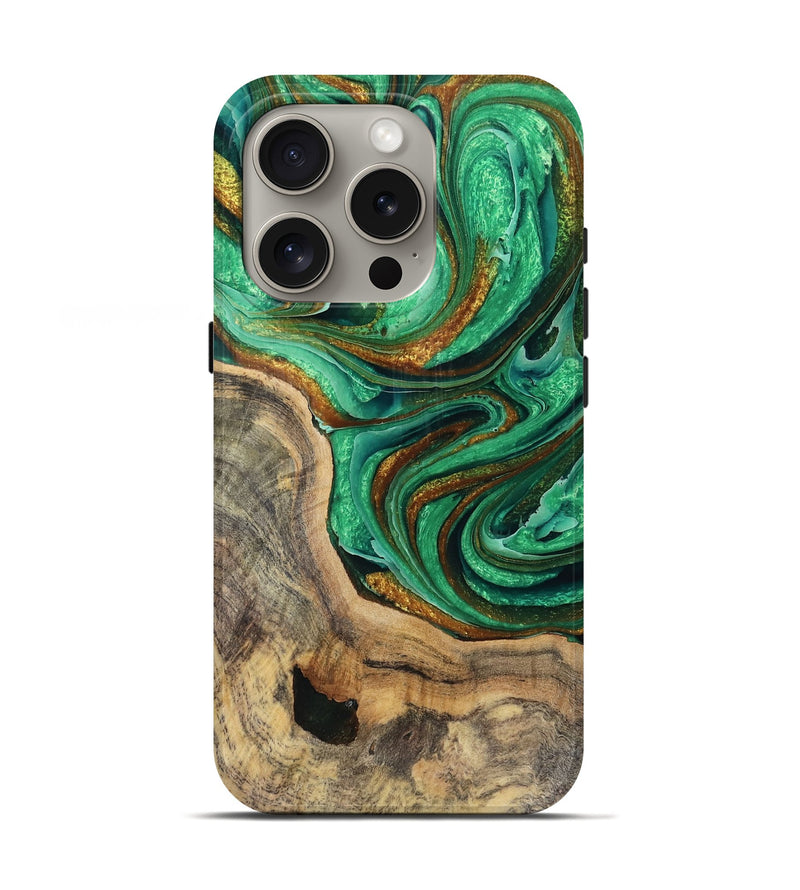 iPhone 16 Pro Wood Live Edge Phone Case - Eithan (Green, 763513)