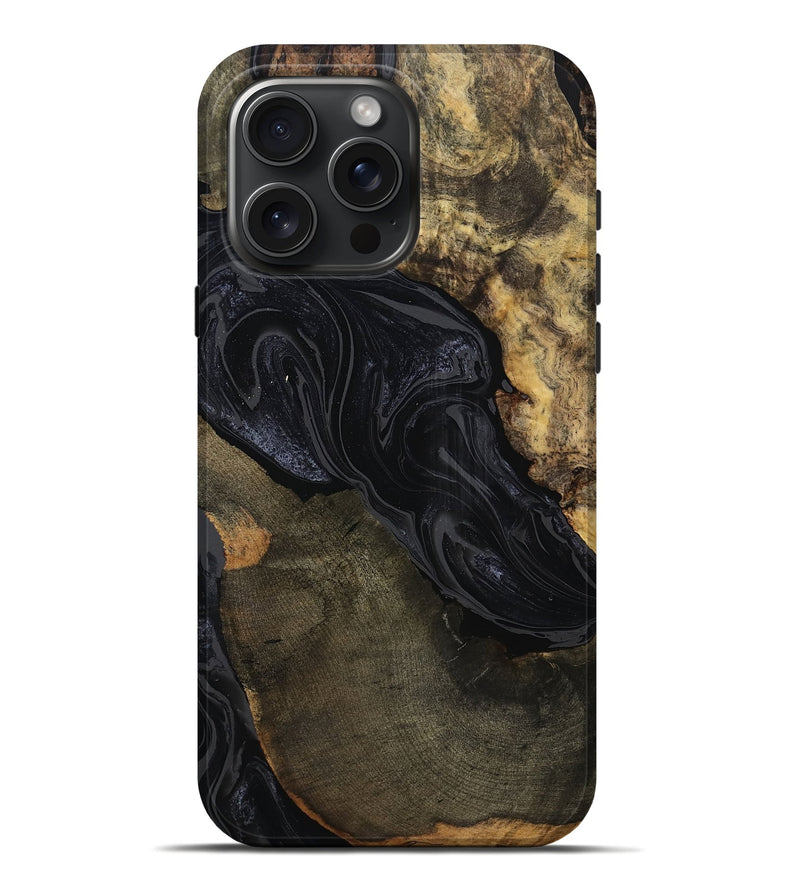 iPhone 16 Pro Max Wood Live Edge Phone Case - Leola (Black & White, 763518)